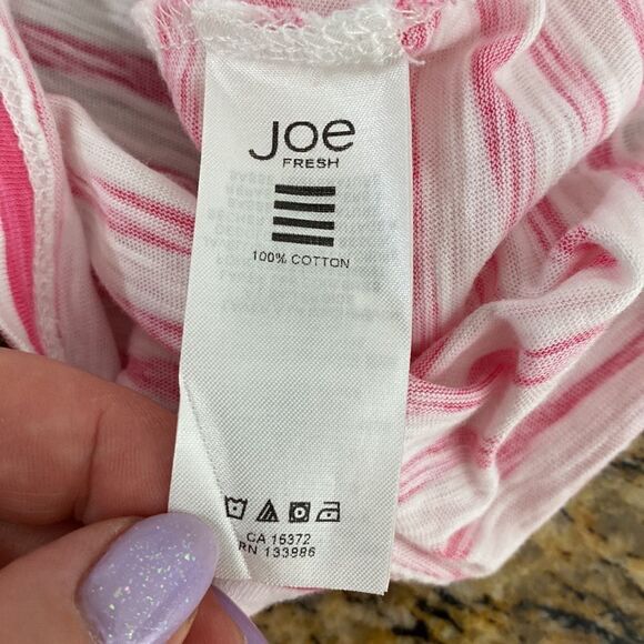 Joe Fresh White And Pink Stripes Cotton Long Sleeve Shirt Size L - Picture 6 of 8